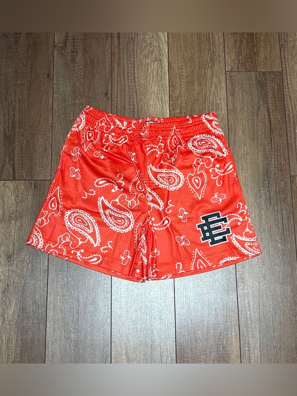 Eric Emanuel EE Orange Paisley Bandana Mesh Shorts Brand New Mens Size Medium